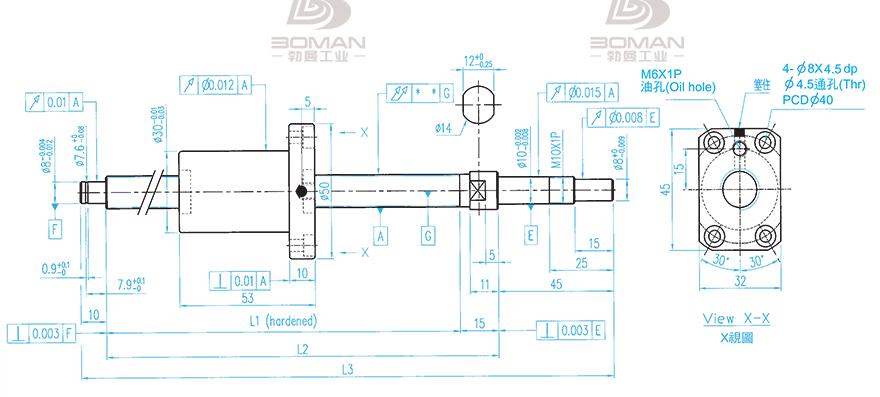 TBI XSVR01210B1DGC5-580-P1 tbi滚珠丝杆尺寸表
