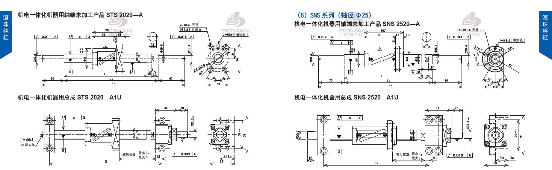 TSUBAKI STS2020-720C5-A1U tsubaki数控滚珠丝杆规格